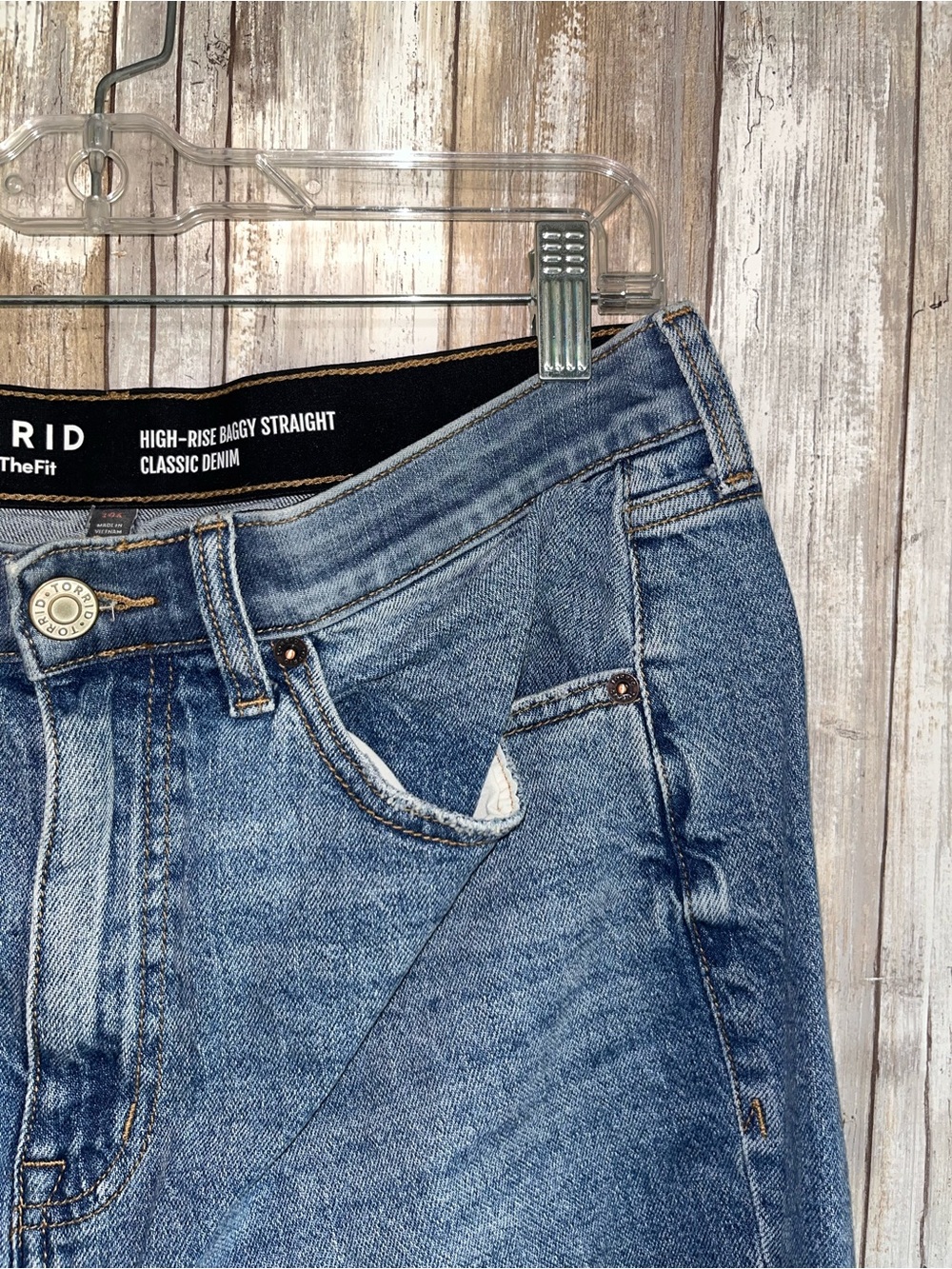 Torrid High Rise Baggy Straight Jeans Size 10 Distressed Ripped Denim - Picture 5 of 8